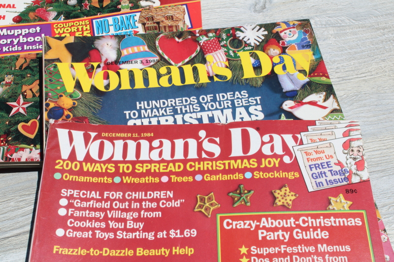 photo of lot 80s vintage Woman's Day Christmas magazines baking, holiday recipes, tons of ads! #6